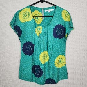 BODEN Silk Blend Floral & Polka Dot Short Sleeve Blouse 6